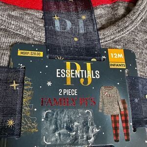 Essentials Kids 2-Piece Gray and Red Pajama Set 12month